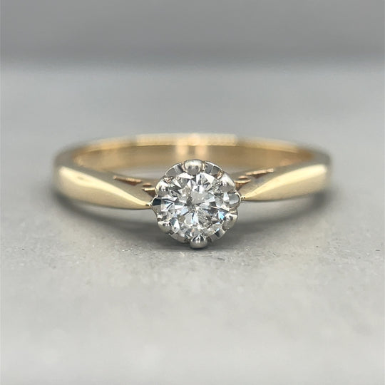 9ct Yellow Gold Single Stone Diamond Ring (c. 0.25ct) - Size O