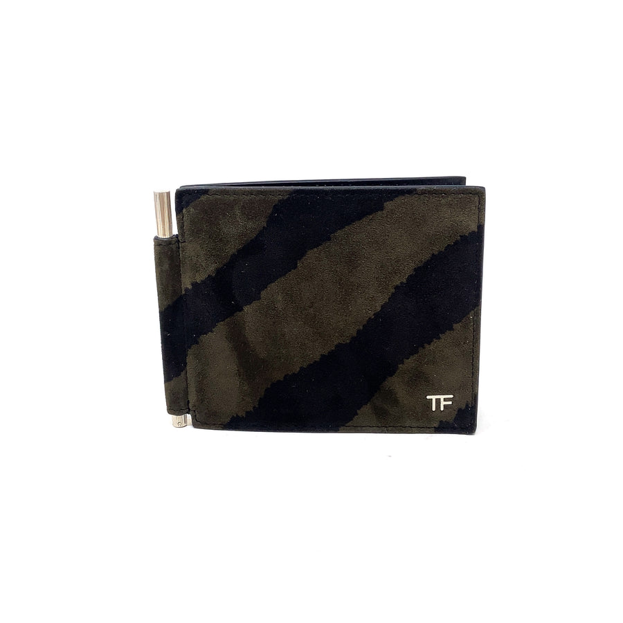 Pre-Owned Tom Ford Zebra Print Leather and Suede Money Clip Wallet
