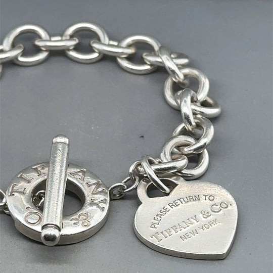 Sterling Silver Tiffany & Co Toggle Heart Bracelet