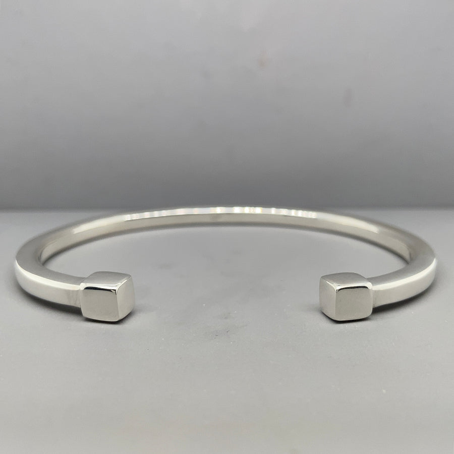 Sterling Silver Square End Torque Bangle
