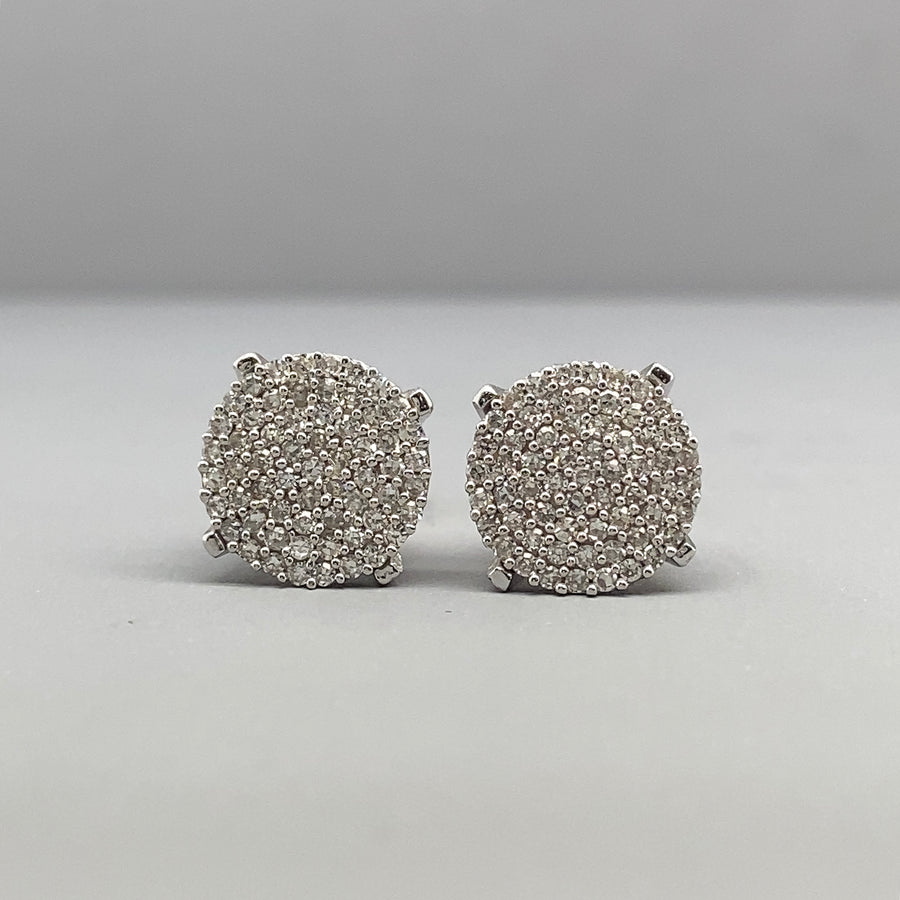 14ct White Gold Diamond Cluster Stud Earrings (c. 0.60ct)