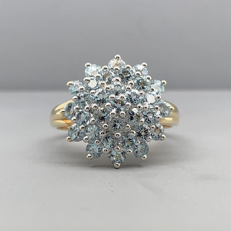 9ct Yellow Gold Cubic Zirconia Cluster Ring - Size S