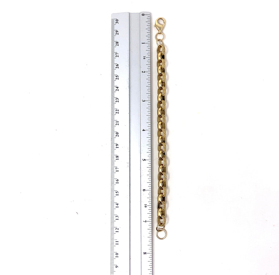 9ct Yellow Gold Plain and Patterned Belcher Bracelet