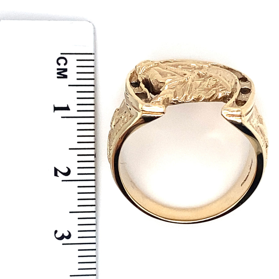 9ct Yellow Gold Horseshoe Ring - Size U
