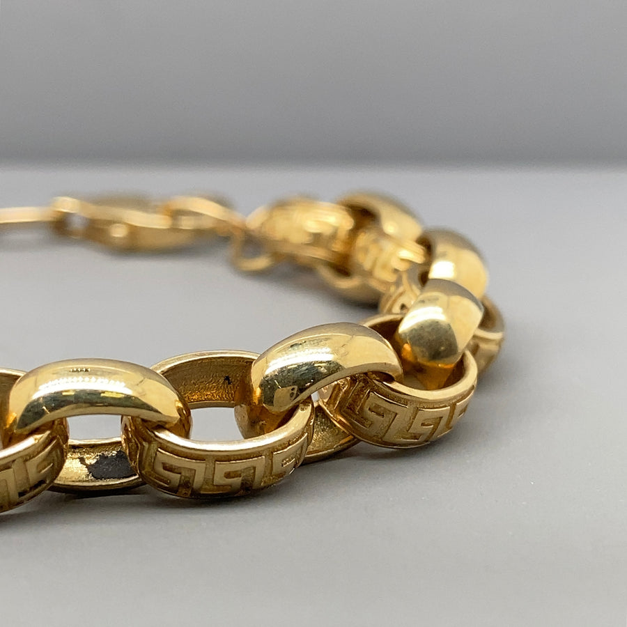 9ct Yellow Gold Plain and Patterned Belcher Bracelet