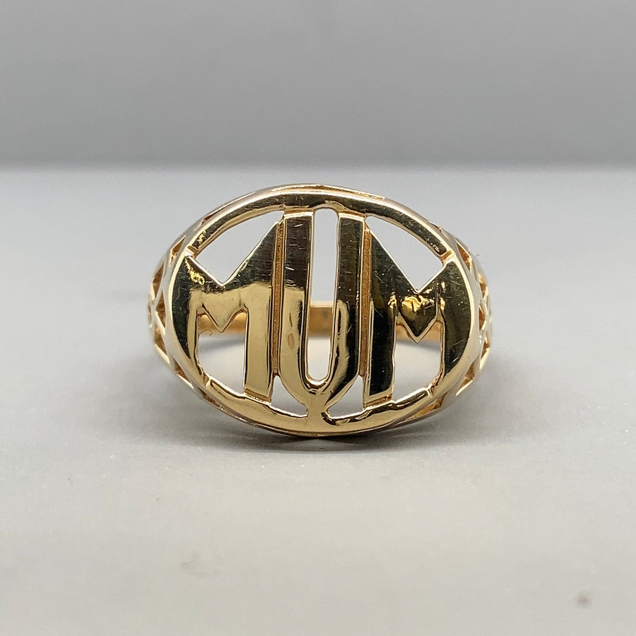 9ct Yellow Gold Mum Ring - Size N 1/2