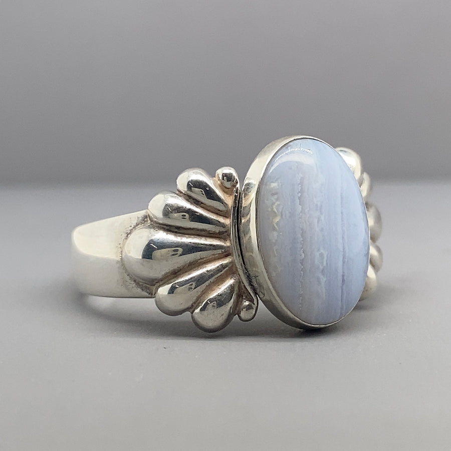 Sterling Silver Lace Agate Rings - Size U