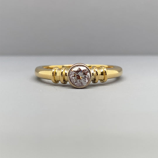 18ct Yellow Gold Single Stone Diamond Ring (c. 0.30ct) - Size O