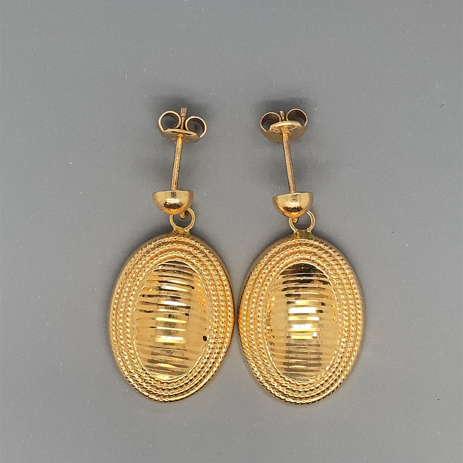 18ct Yellow Gold Fancy Oval and Ball Drop Earrings (NEW!)