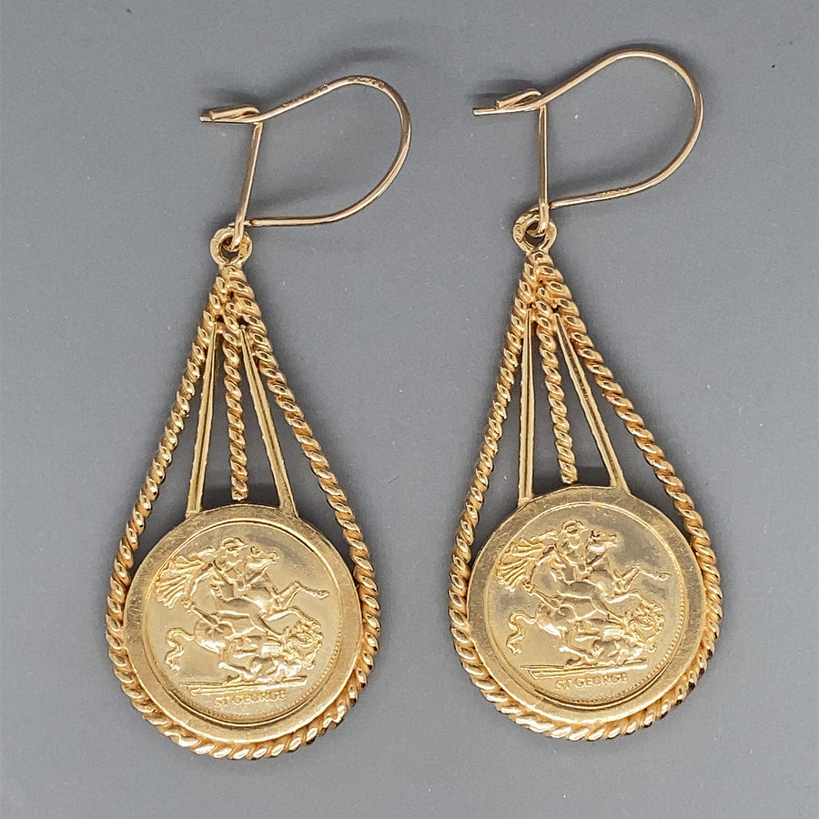 9ct Yellow Gold St George Earrings