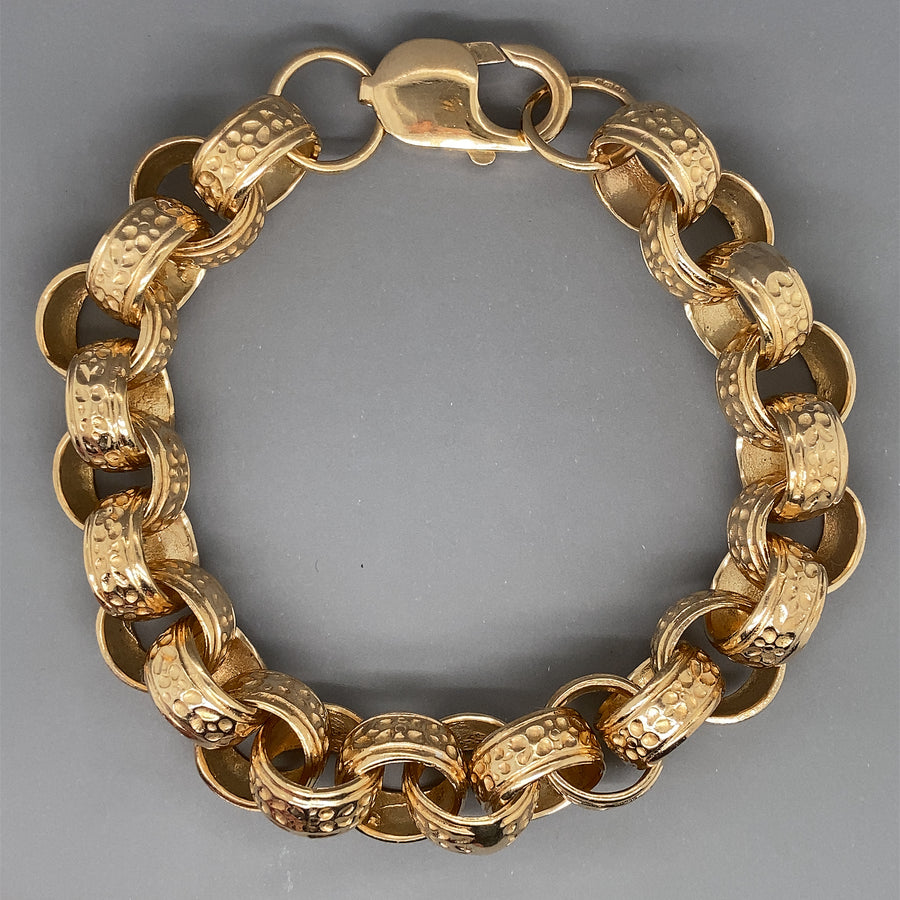 9ct Yellow Gold Patterned Belcher Bracelet