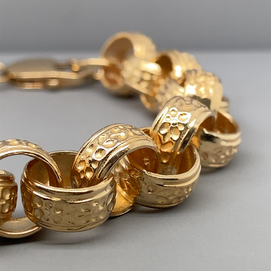 9ct Yellow Gold Patterned Belcher Bracelet
