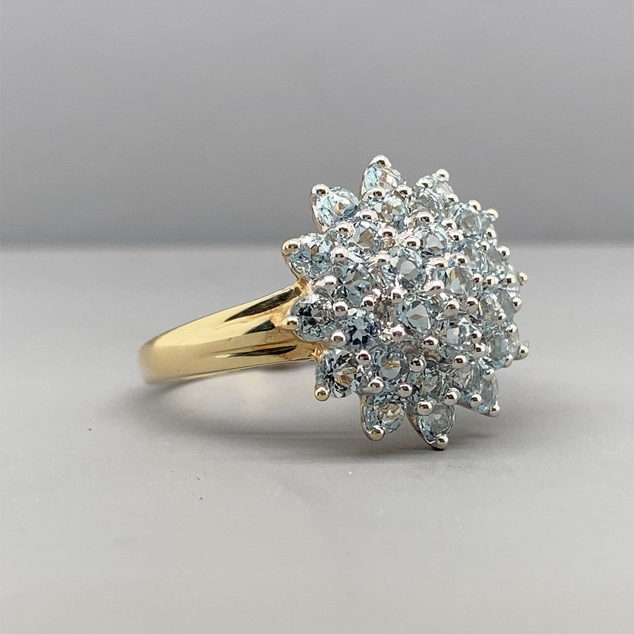 9ct Yellow Gold Cubic Zirconia Cluster Ring - Size S