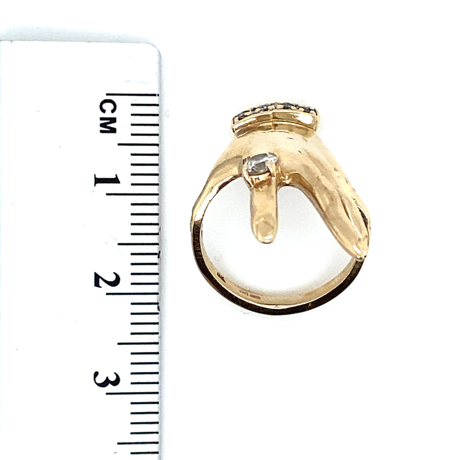 9ct Yellow Gold Cubic Zirconia Hand Ring - Size H 1/2