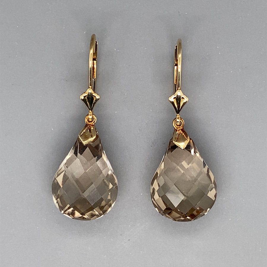 9ct Yellow Gold Quartz Drop Earrings