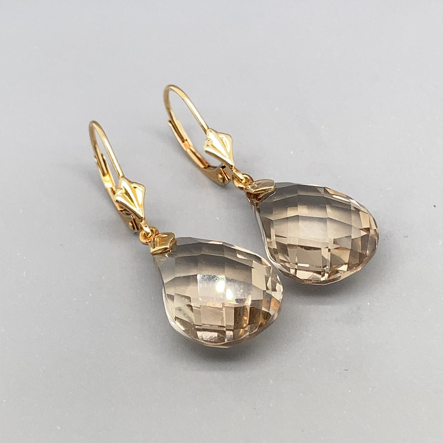 9ct Yellow Gold Quartz Drop Earrings