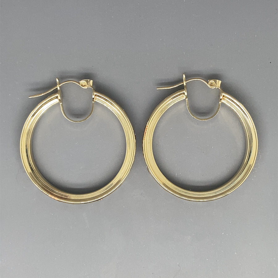 9ct Yellow Gold Cubic Zirconia Hoop Earrings