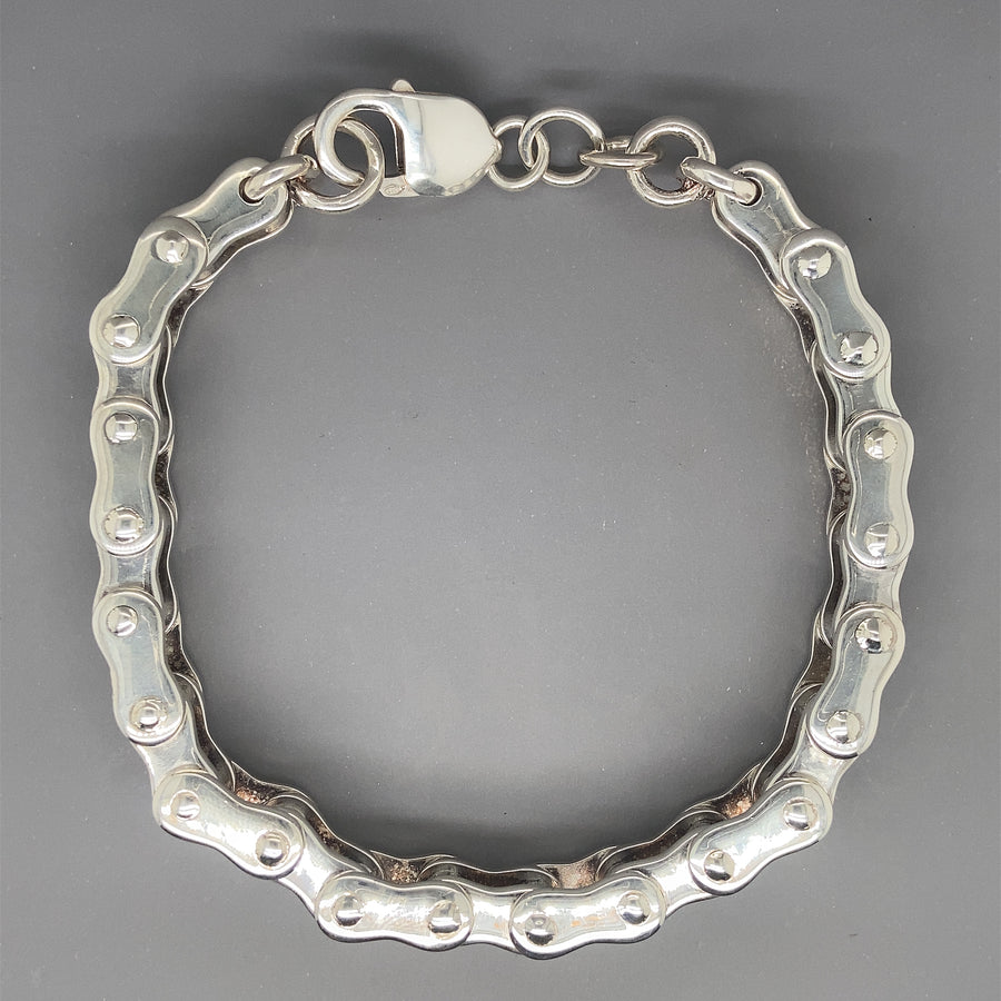 Sterling Silver Bike Chain Style Bracelet