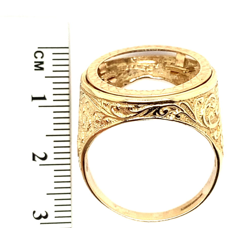 9ct Yellow Gold Coin Mount - Ring Only - Size X 1/2
