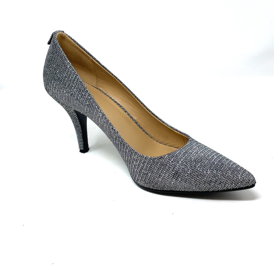 Pre-Owned Michael Kors Metallic Textile and Leather Insole Healed Pumps - UK Size 8 (EU 41)