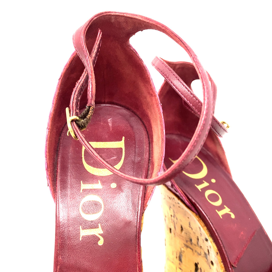 Pre-Owned Christian Dior Wine Wedge Heels - UK Size 5 1/2 (EU 38 1/2)