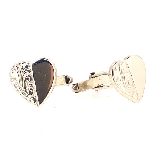 Sterling Silver Heart Cufflinks