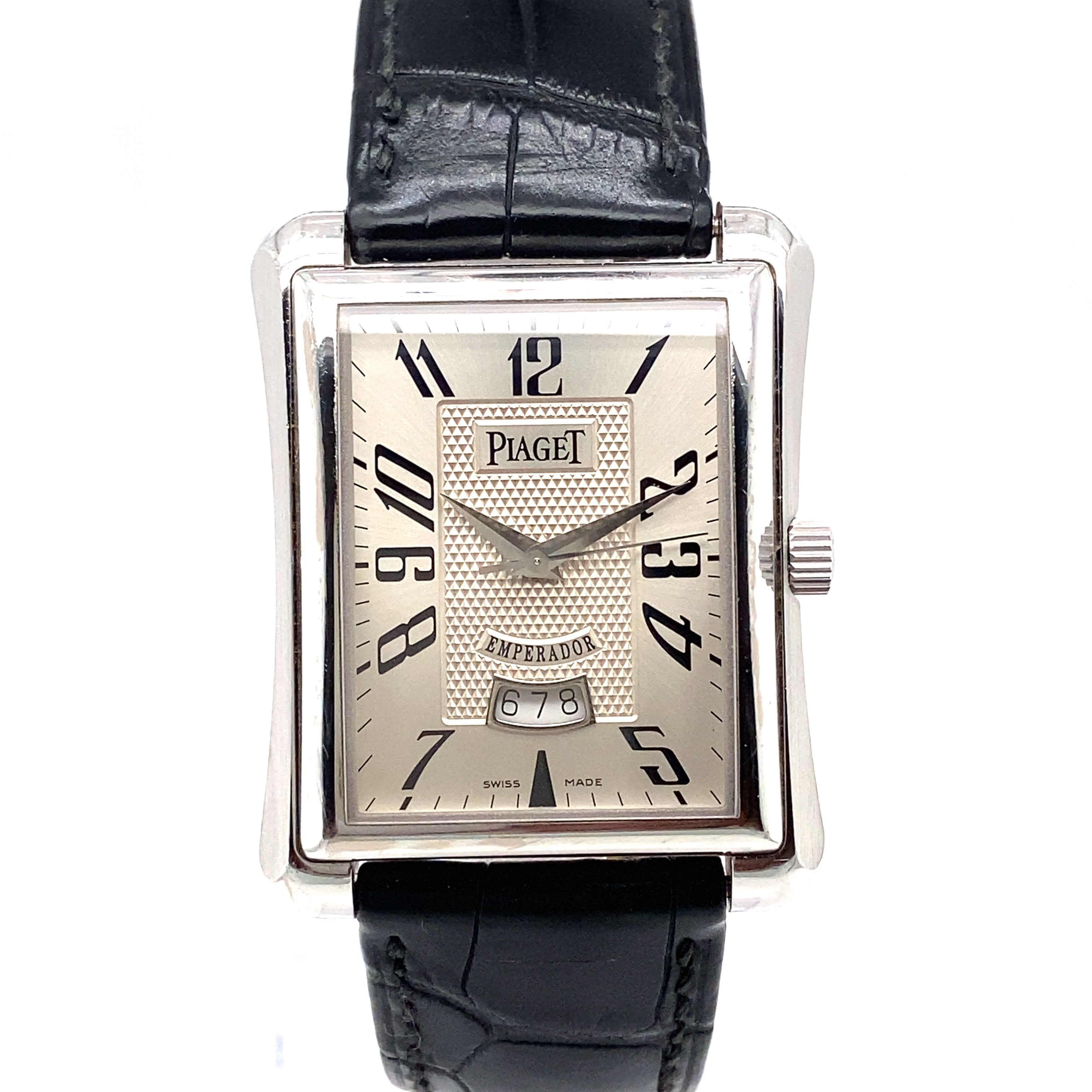 Pre Owned 18ct White Gold and Leather Strap Piaget Watch Gents