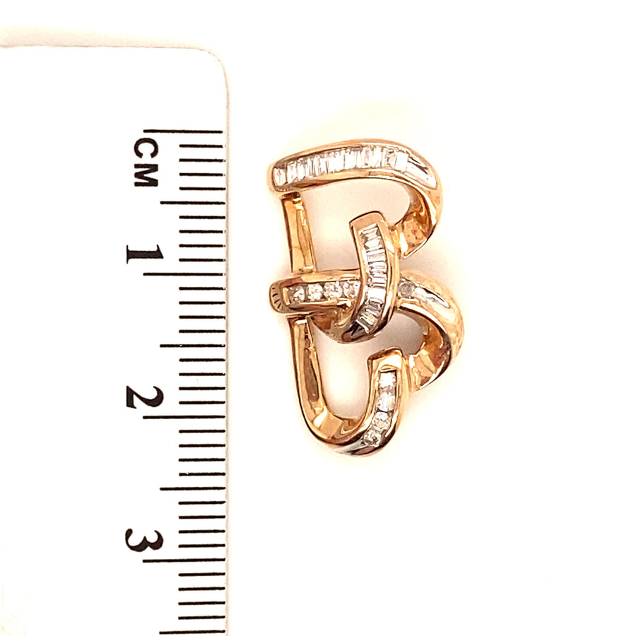 9ct Yellow Gold Double Heart Diamond Pendant (c. 0.25ct)