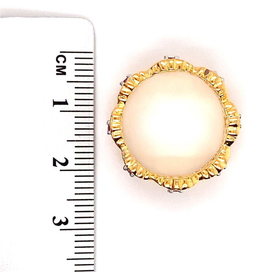 14ct Bi-Colour Fancy Ruby Ring - Size M 1/2