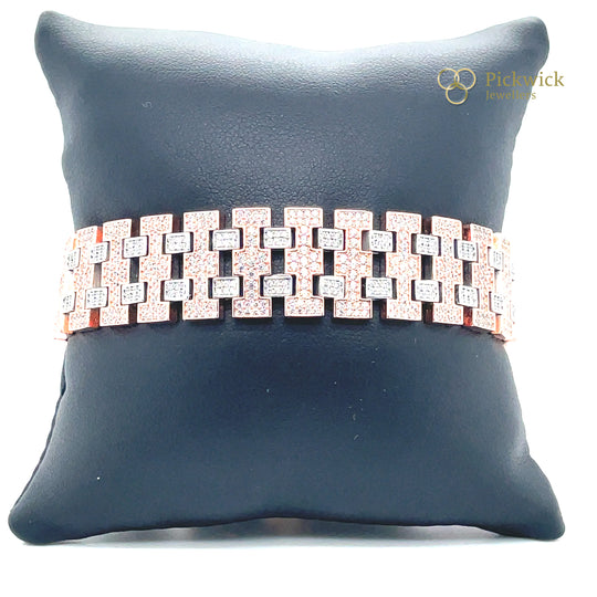 Sterling Silver Rose Tone Cubic Zirconia Bracelet (NEW!)