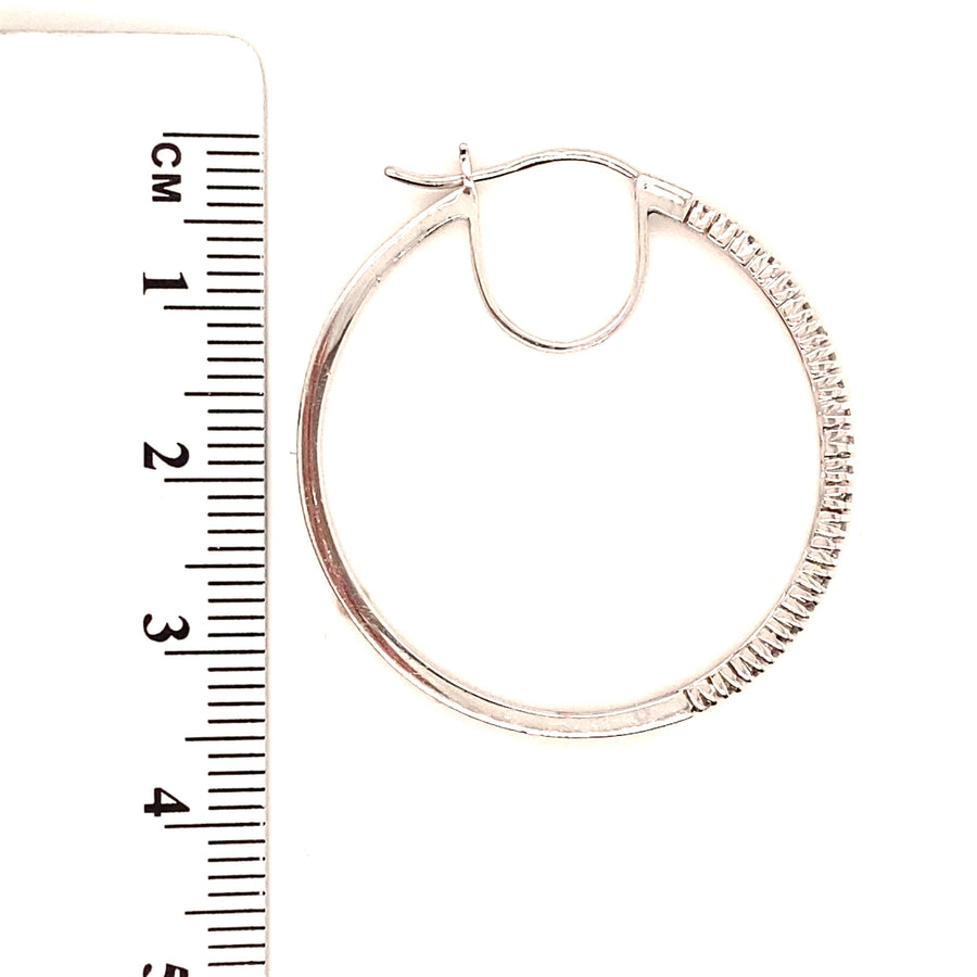 9ct White Gold Diamond Fancy Hoop Earrings (c. 0.44ct)