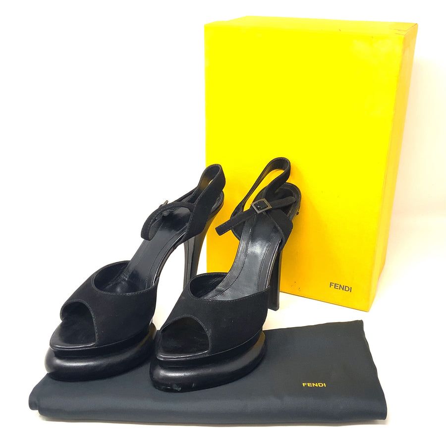 Pre-Owned Fendi Black Suede and Leather Stiletto Heels - UK Size 6 (EU 39)