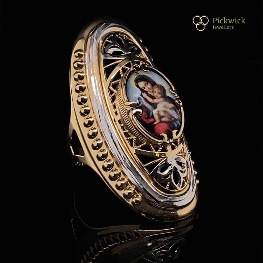 14ct Bi-Colour Gold Fancy Saint Maria Ring - Size U (NEW!)
