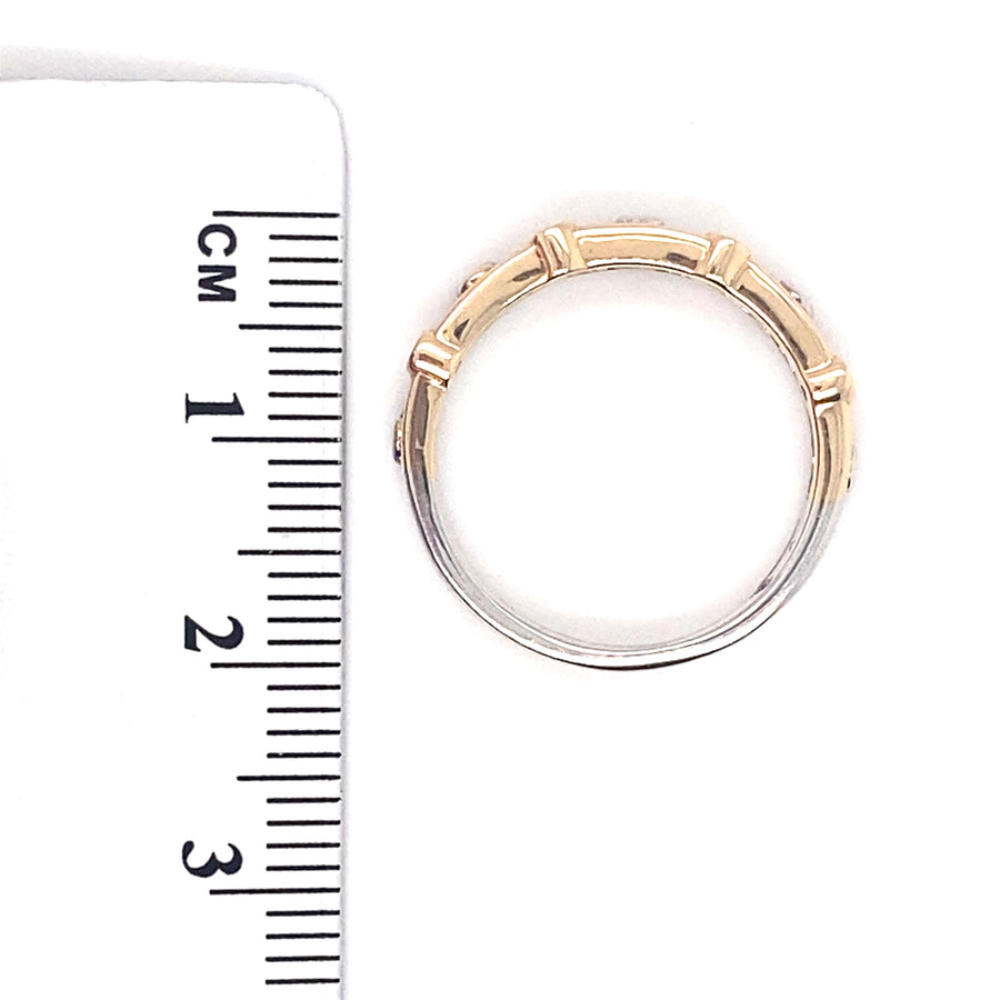 14ct Bi-Colour Gold Cubic Zirconia Set Band Ring - Size L (NEW!)