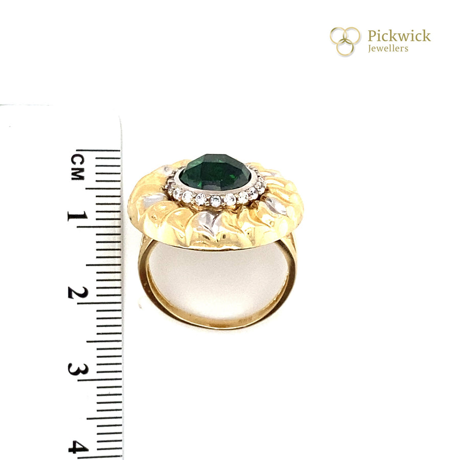 14ct Bi-Colour Gold Cubic Zirconia Round Dress Ring - Size O (NEW!)