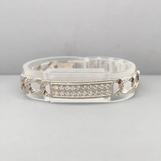 Sterling Siver Cubic Zirconia Baby ID Bracelet (6")