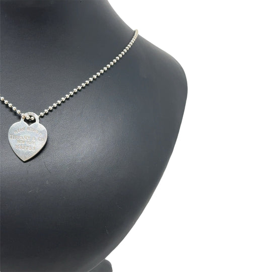 Sterling Silver Tiffany and Co Heart and Bead Chain (36")
