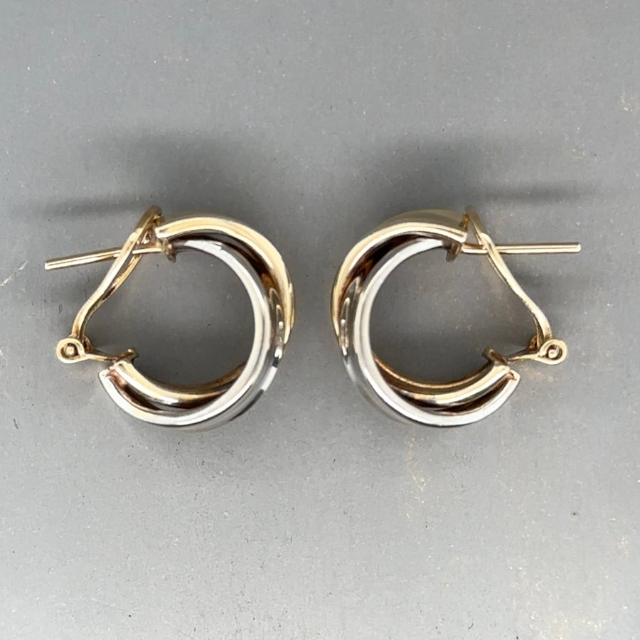 9ct Bi-Colour Double Hoop Earrings