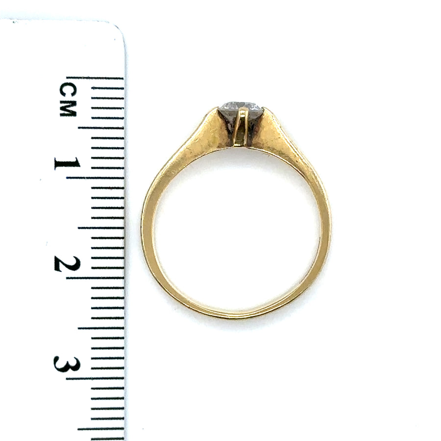 18ct Yellow Gold Single Stone Diamond Ring (c. 0.40ct) - Size K