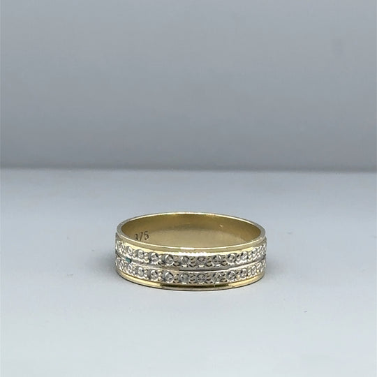 9ct Bi-Colour Band Ring - Size K