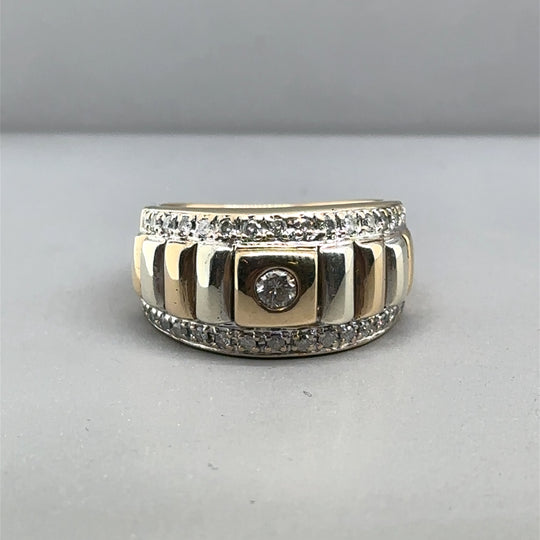 9ct Bi-Colour Diamond Set Fancy Ring (c. 0.52ct) - Size N 1/2