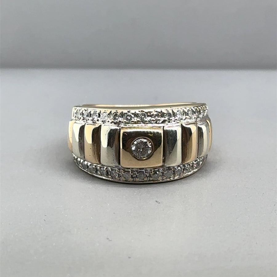 9ct Yellow Gold Diamond Set Fancy Ring (c. 0.52ct) - Size N 1/2