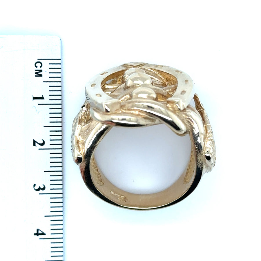 9ct Yellow Gold Horseshoe Keeper Ring - Size Y 1/2