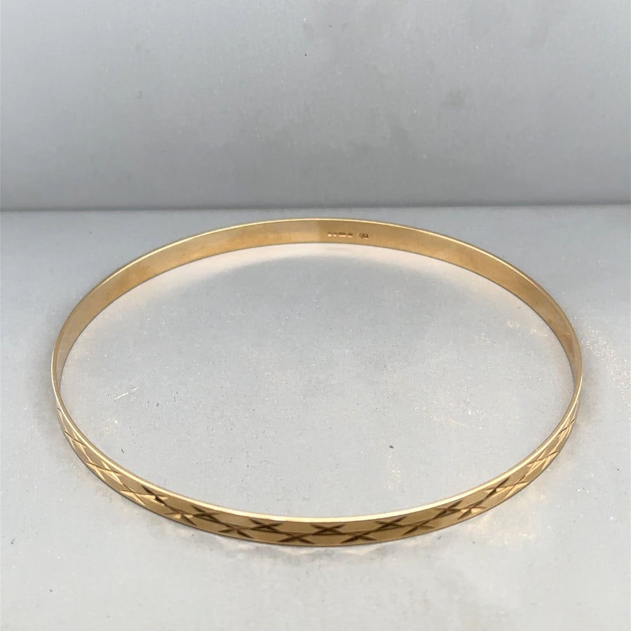 9ct Yellow Gold Patterned Bangle