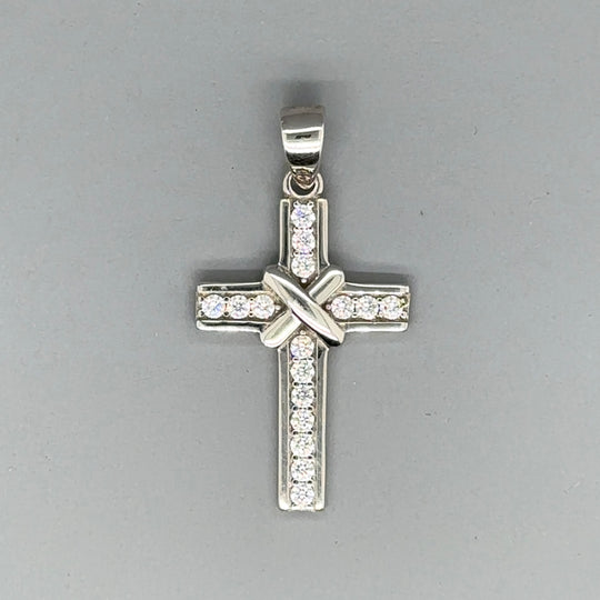9ct White Gold Cubic Zirconia Cross Pendant