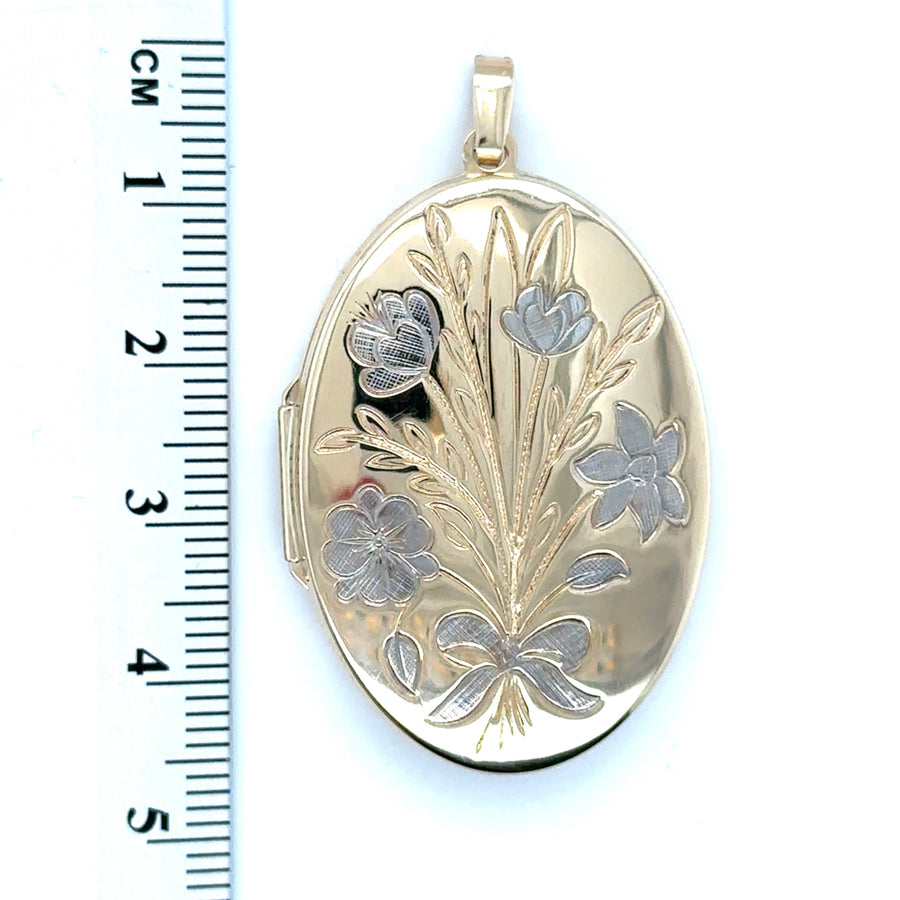 9ct Bi-Colour Floral Locket