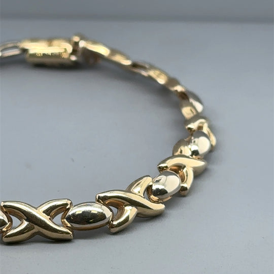 9ct Bi-Colour Fancy X-Link Bracelet
