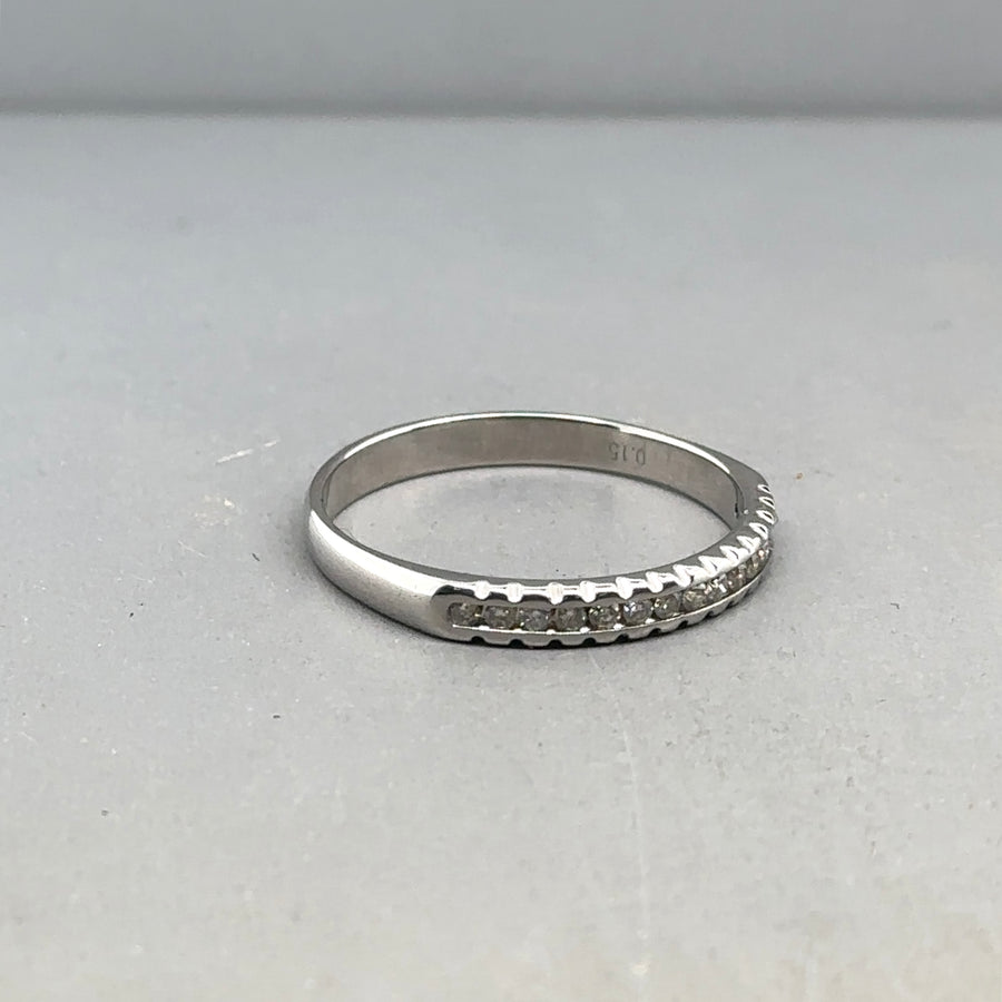 18ct White Gold Diamond Half Eternity Ring (c. 0.15ct) - Size Q