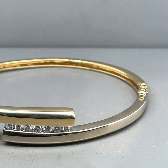 18ct Bi-Colour Diamond Set Bangle (c. 0.35ct)
