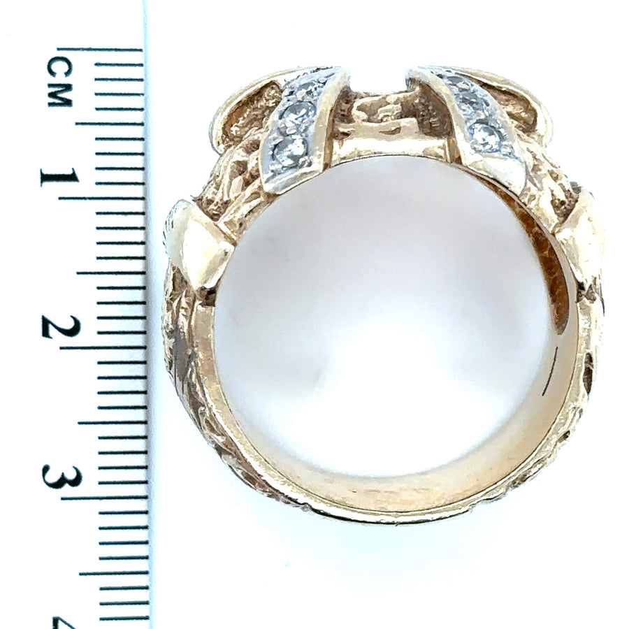 9ct Yellow Gold Cubic Zirconia Double Buckle Ring - Size Y 1/2